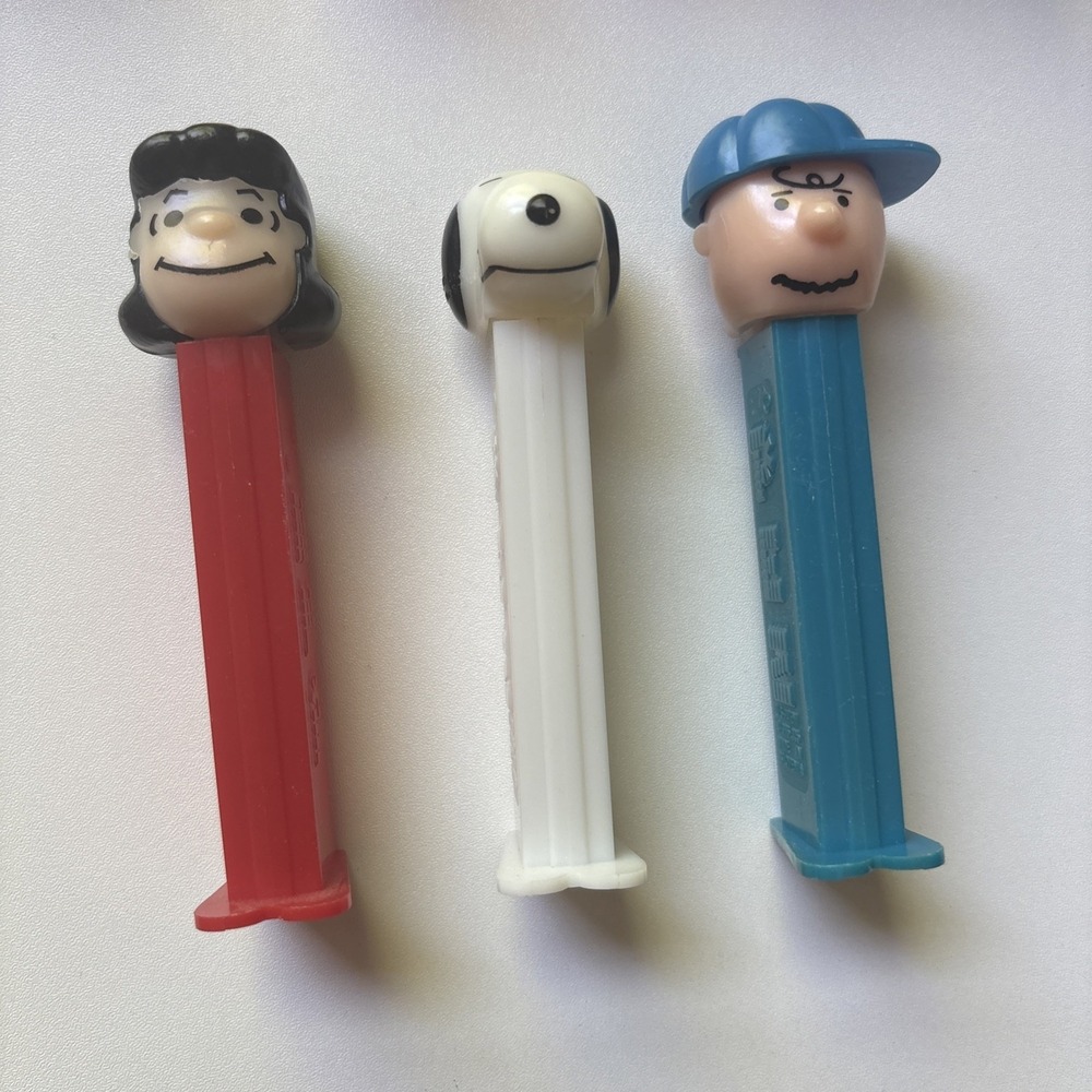 Pez Dispensers Peanuts  Charlie Brown Snoopy Lucy Lot of 3 Slovenia Preowned